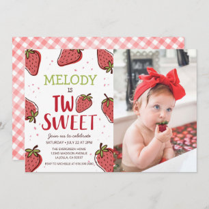 Invitation Fête d'anniversaire de fraises ・  Deux douce invit