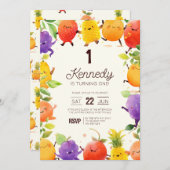 Invitation Fête d'anniversaire de fruits dansants (Devant / Derrière)