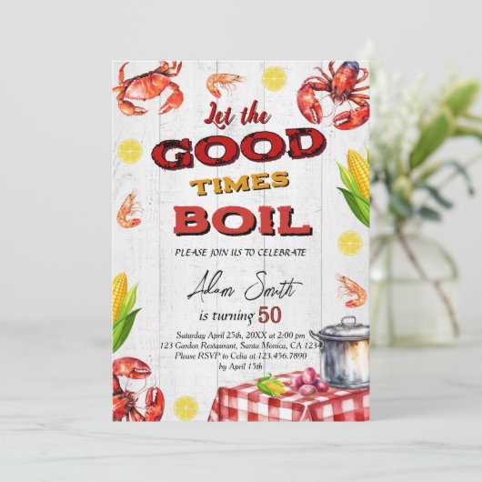 Invitation Fête d'anniversaire de fruits de mer (Debout devant)