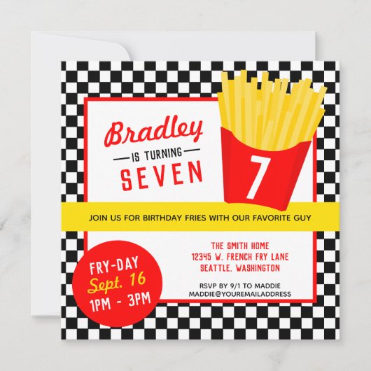 Invitation Fête d'anniversaire de Fry (Devant)