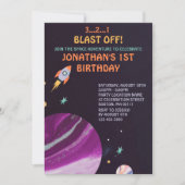 Invitation Fête d'anniversaire de fusée de l'espace extra-atm (Devant)