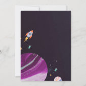 Invitation Fête d'anniversaire de fusée de l'espace extra-atm (Dos)
