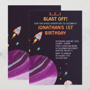Invitation Fête d'anniversaire de fusée de l'espace extra-atm