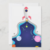 Invitation Fête d'anniversaire de fusée spatiale (Dos)