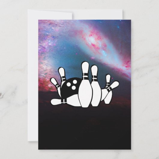 Invitation Fête d'anniversaire de Galaxy Bowling (Dos)