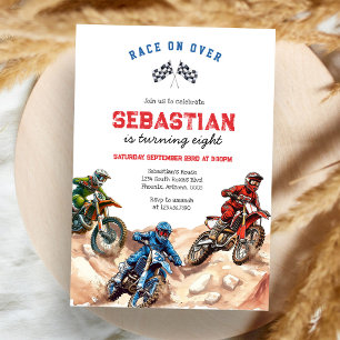 Invitation Fête d'anniversaire de garçon de course de moto de