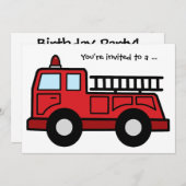 Invitation Fête d'anniversaire de garçon de Firetruck de (Devant / Derrière)