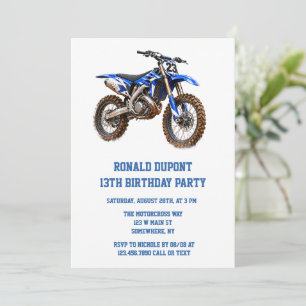 Invitation Fête d'anniversaire de garçon de moto cross Dirt B