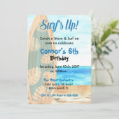 Invitation Fête d'anniversaire de garçon de plage de surf (Debout devant)