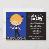 Invitation Fête d'anniversaire de garçon de vedette du rock (Devant)