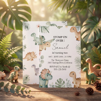 Invitation Fête d'anniversaire de garçon dinosaure moderne tr