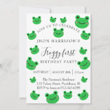 Fête d'anniversaire de garçon grenouille premier a