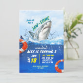 Invitation Fête d'anniversaire de garçon Jawsome Requin (Debout devant)