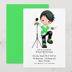 Invitation Fête d'anniversaire de garçon mignon rock star