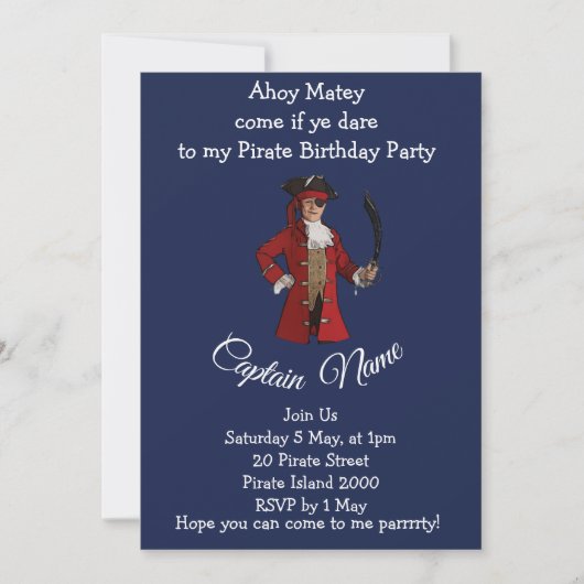 Invitation fête d'anniversaire de garçon pirate (Devant)