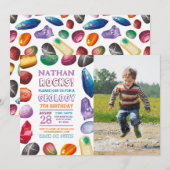 Invitation Fête d'anniversaire de géologie Roches Gemmes Cris (Devant / Derrière)