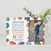 Invitation Fête d'anniversaire de géologie Roches Pierres pré (Debout devant)