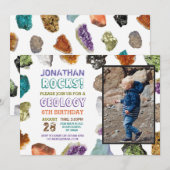 Invitation Fête d'anniversaire de géologie Roches Pierres pré (Devant / Derrière)