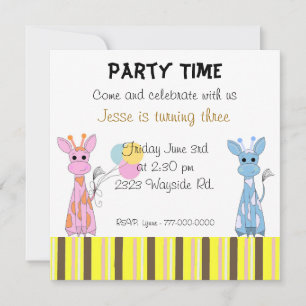 Invitation Fête d'anniversaire de girafes fantaisistes