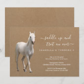 Invitation Fête d'anniversaire de Girl Horse (Devant / Derrière)