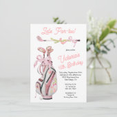 Invitation Fête d'anniversaire de Girly Preppy Golf (Debout devant)