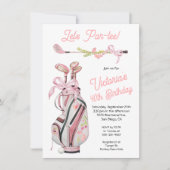 Invitation Fête d'anniversaire de Girly Preppy Golf (Devant)