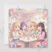 Invitation Fête d'anniversaire de glace de fille d'anime mign (Devant)