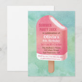 Invitation Fête d'anniversaire de glace popsicle d'été (Devant / Derrière)