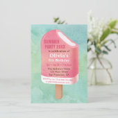 Invitation Fête d'anniversaire de glace popsicle d'été (Debout devant)