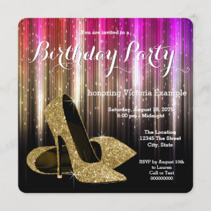 Invitation Fête d'anniversaire de Glam High Heel Shoe