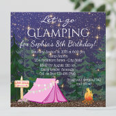 Invitation Fête d'anniversaire de glamping pour filles