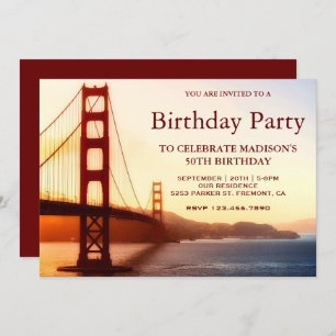 Invitation Fête d'anniversaire de golden gate bridge
