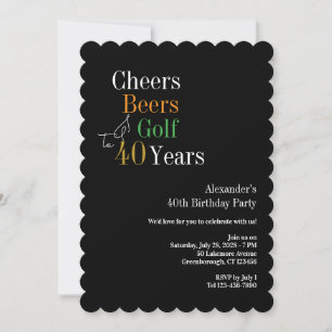 Invitation Fête d'anniversaire de golf bières Cheers 40 ans