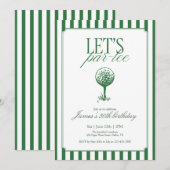 Invitation Fête d'anniversaire de golf Lets Par Tee avec rayu (Devant / Derrière)
