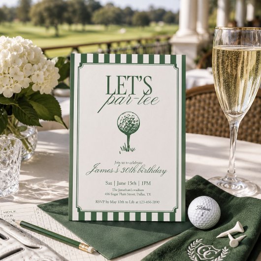 Invitation Fête d'anniversaire de golf Lets Par Tee avec rayu