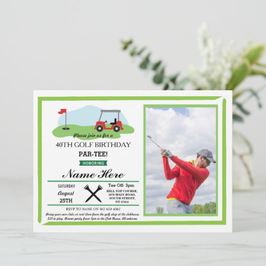 Invitation Fête d'anniversaire de golf n'importe quel âge 40e (Debout devant)