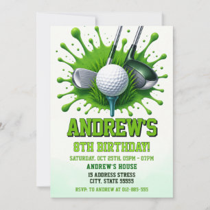 Invitation Fête d'anniversaire de golf pour enfants personnal