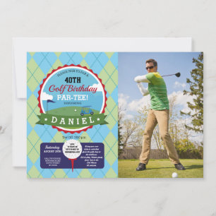 Invitation Fête d'anniversaire de golf Tout âge Photo de golf