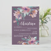 Invitation Fête d'anniversaire de grand-mère florale violet p (Debout devant)