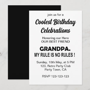 Invitation Fête d'anniversaire de Grand-père Cool