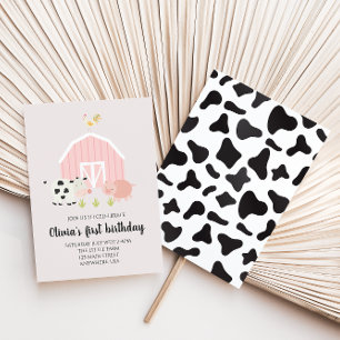Invitation Fête d'anniversaire de grange rose d'animal de fer