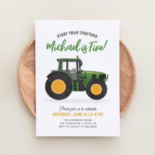Invitation Fête d'anniversaire de Green Tractor