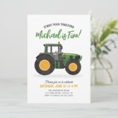 Invitation Fête d'anniversaire de Green Tractor (Debout devant)