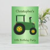 Invitation Fête d'anniversaire de Green Tractor (Debout devant)