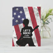 Invitation Fête d'anniversaire de grunge de guitare de star d (Debout devant)