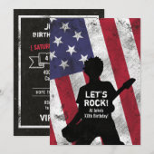 Invitation Fête d'anniversaire de grunge de guitare de star d (Devant / Derrière)