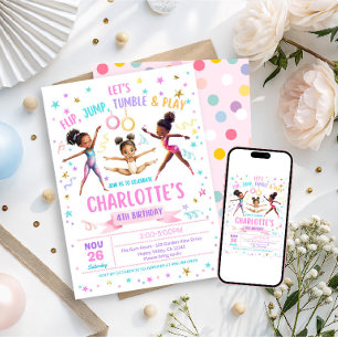Invitation Fête d'anniversaire de gymnastique aquarelle paste