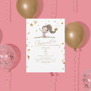 Invitation Fête d'anniversaire de gymnastique blanche Tumble