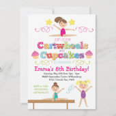 Invitation Fête d'anniversaire de gymnastique de roues et de (Devant)