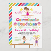Invitation Fête d'anniversaire de gymnastique de roues et de (Devant / Derrière)